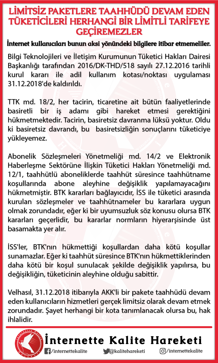 Türk Telekom Kota Hakkında Söylenilen İthamları Yalanladı