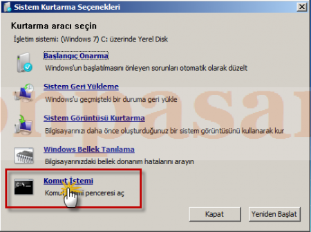  Win7 --> WinXP geçiş BOOTMGR eksik