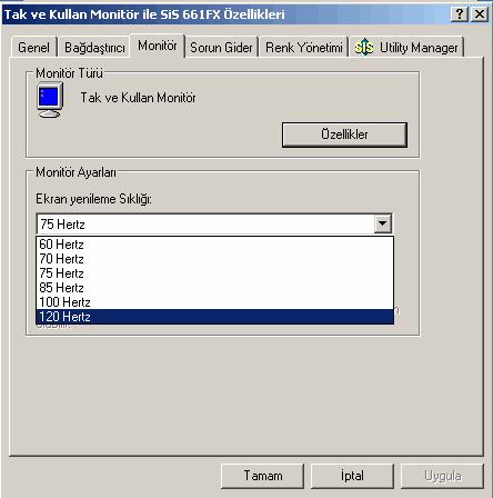  MONİTÖR HERTZ DEĞERİ