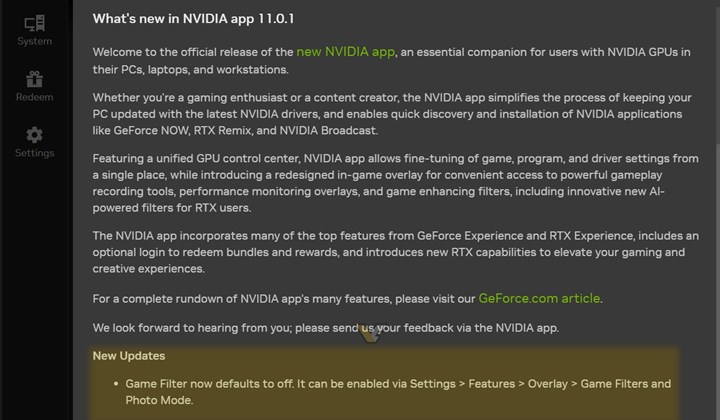 Nvidia App güncellendi: Performans sorunları çözülüyor