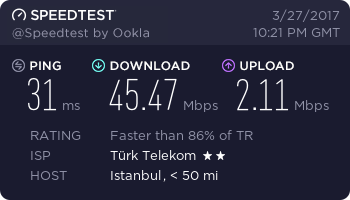 50mbps internete 1.2mb/s download hızı