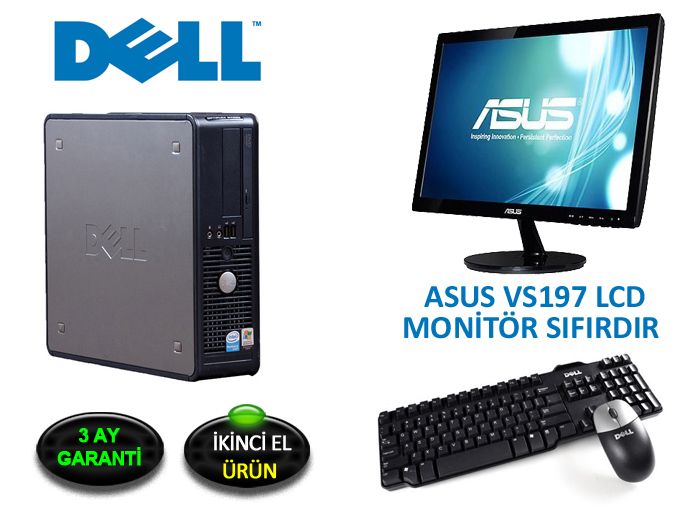  DELL GX 520 SANAL ÇİFT ÇEKİRDEK ASUS  VS197D LCD FULL BİLGİSAYAR 299 TL