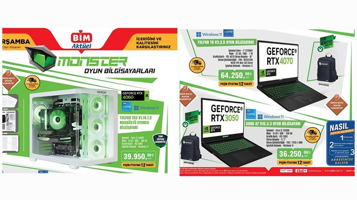 BİM marketler Monster oyuncu bilgisayarları satacak