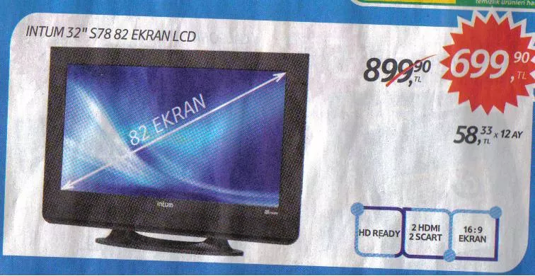  Intum 32' S78 82 LCD TV 689 LİRA