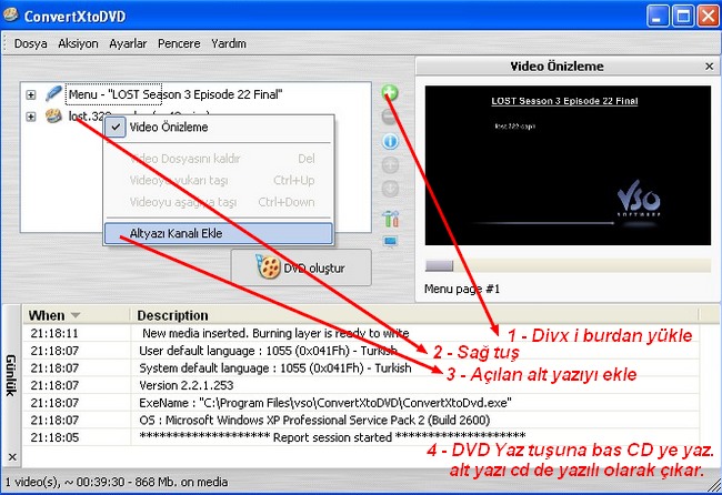  Divx & Xvid Filmlere Altyazı Ekleme Programı Subtitler Videolu Anlatım