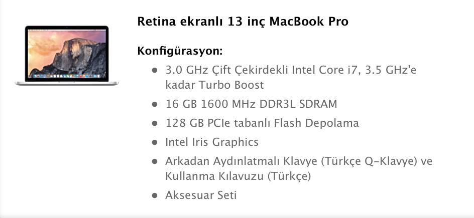 Satılık Garantili Özel Konfigürasyon Retina MacBook Pro Mid 2014