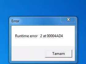 'Runtime error 2 at 00004AD4'  hatası