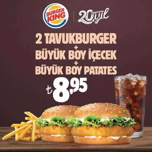  BURGER KİNG TAVUKBURGER MENÜ 8.95 TL