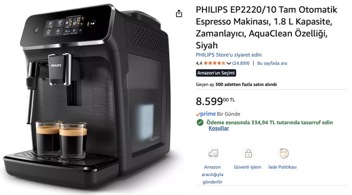 Philips EP2220/10 tam otomatik espresso makinesinde yüzde 50 indirim fırsatı!