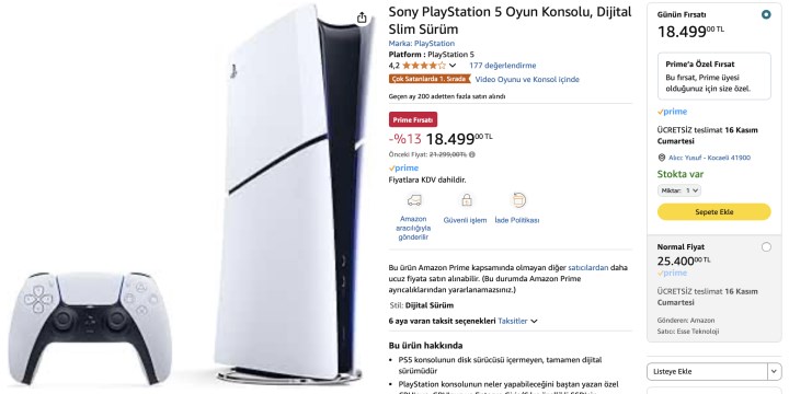 Amazon'da PS5 Slim 1 TB oyun konsolu indirime girdi!