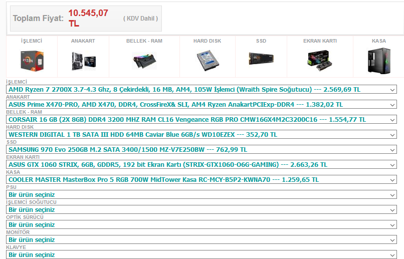 10.000 TL Bütçe Amd tabanlı sistem (Monitör Hariç)