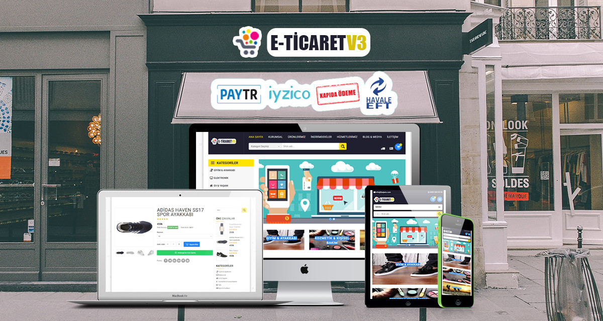 E-Ticaret V3 - Paytr - İyzico - Kapıda - Havale Ödeme & Sınırsız Domain Lisans