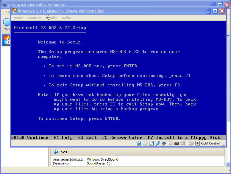 VirtualBox Windows 3.1 Kurulumu Resimli Anlatım (SanalPC)
