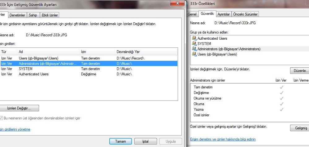  Dosya ve klasörlere erişim izni alma!