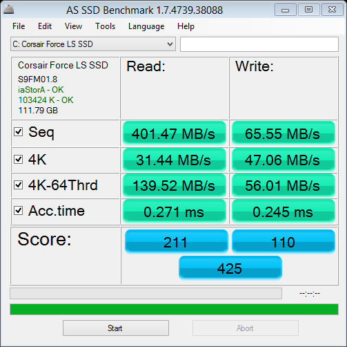  Corsair LS 120 GB Düşük Test Sonuçları