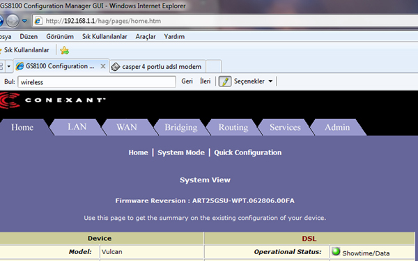  casper 4 portlu adsl modem