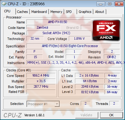 AMD'nin FX-8350 işlemcisi 8 çekirdek aktif 8176MHz'e hız aşırtıldı