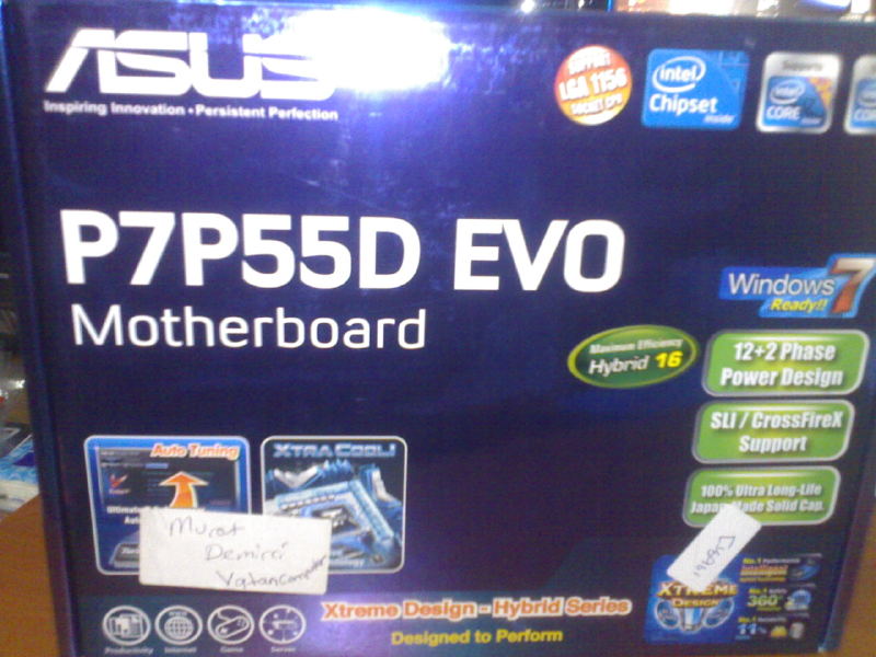  sıfır Asus P7P55D Evo P55 DDR3 2133MHz Core i5 Soket LGA1156 Anakart(takaslık)