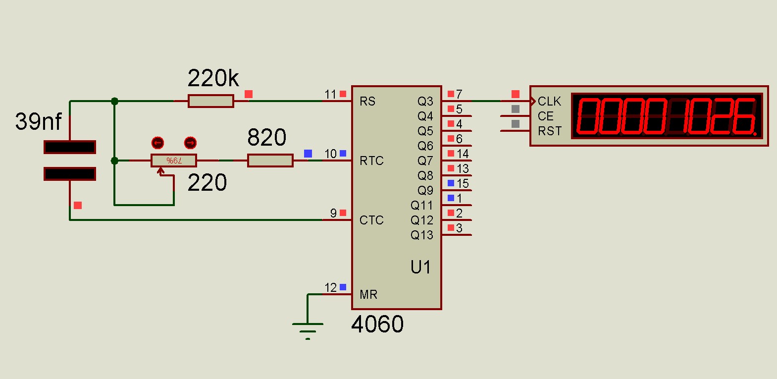  4040 ve 4060 kullanarak 1khz frekans devresi