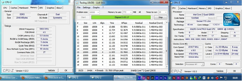  Q9650 4000 ghz 1.200 vlt ile full stabil