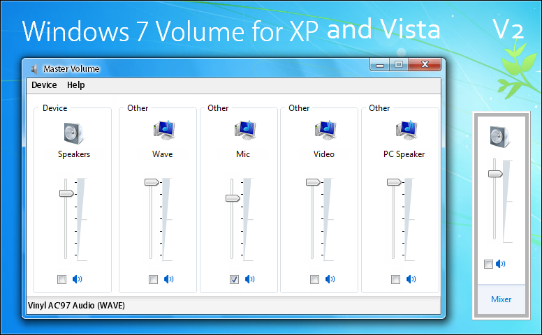  Windows XP İçin Windows 7'de ki Ses Kontrol Düğmeleri