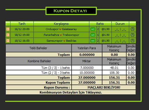  Denge Kuponum (2 maç kaldı!...)