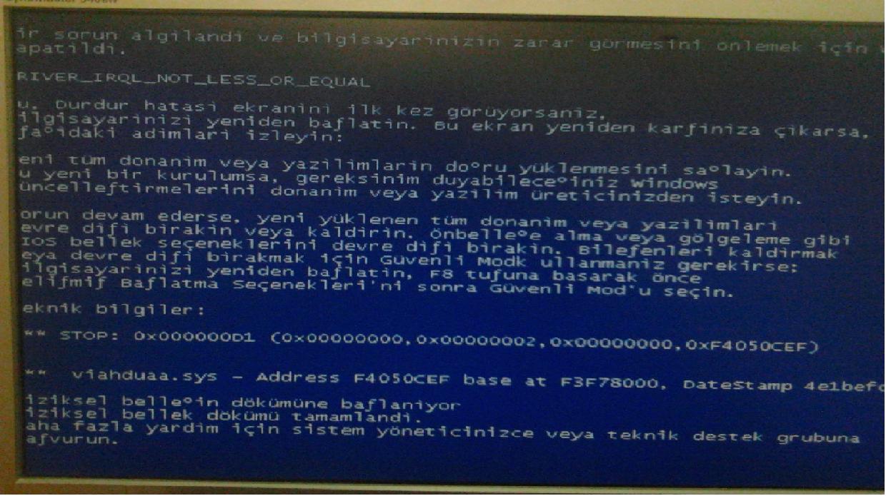  0x000000d1 mavi ekran hatası lüften yardım
