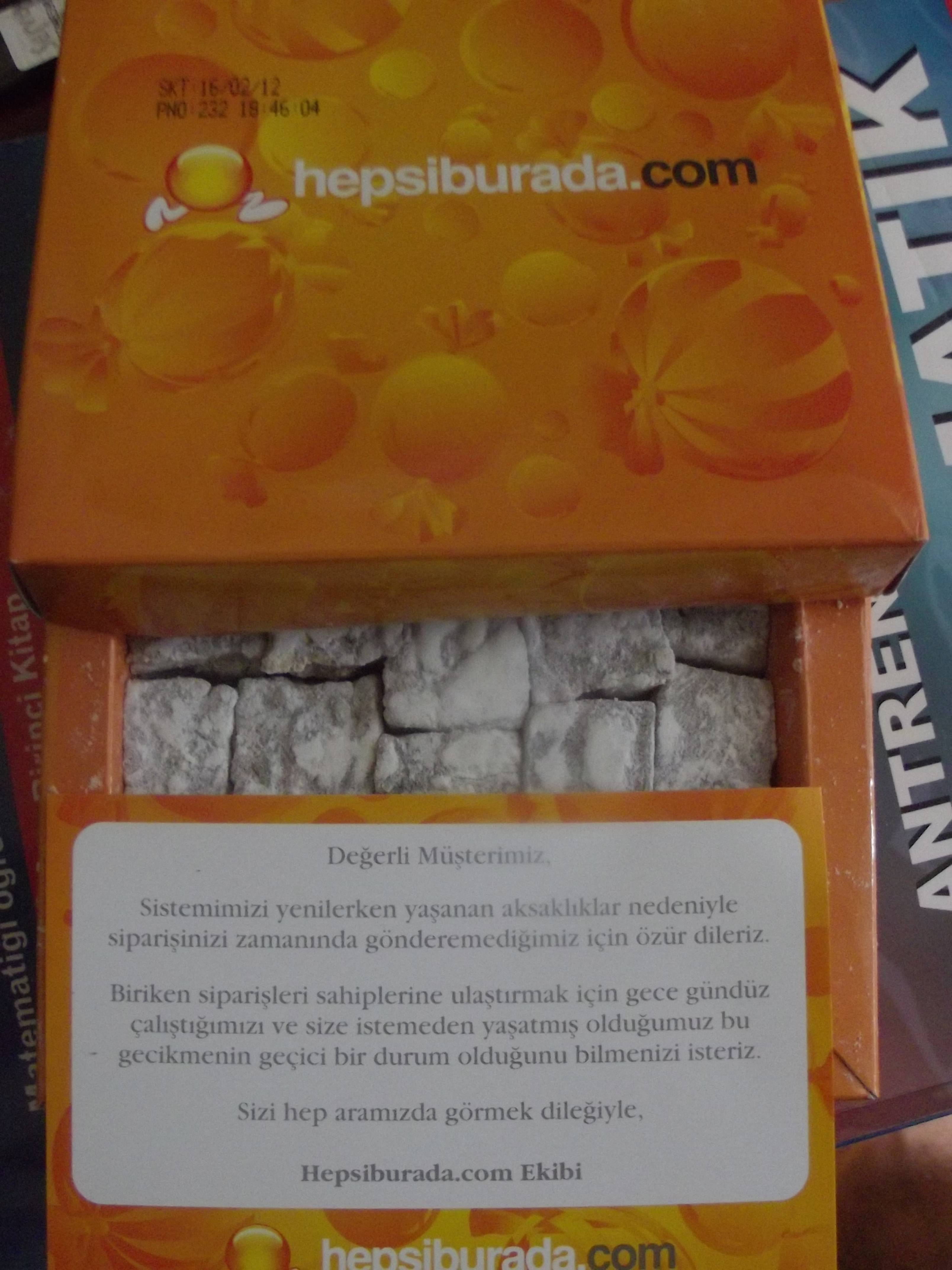  Hepsiburada.com Lokum Göndermiş :) ss'Li