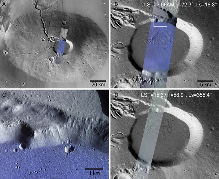 Mars'ta beklenmeyen keşif: Ekvatordaki yanardağın tepesinde buz tespit edildi