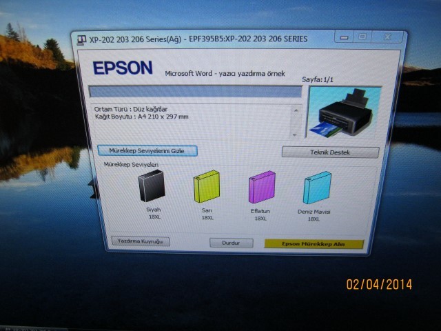  Epson xp 202 yazıcım ve dolan kartuş maceram