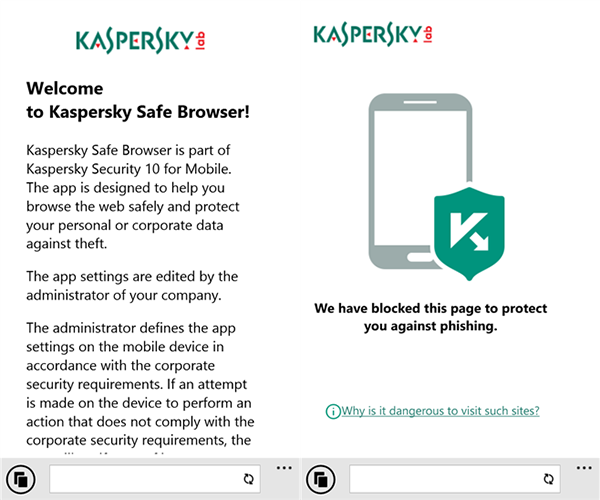 WP8 cihazlar için Kaspersky Safe Browser uygulaması kullanıma sunuldu