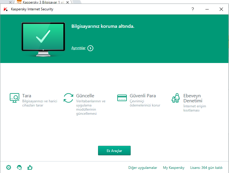 Kaspersky 3 Bilgisayar 1 yil lisans 18 TL