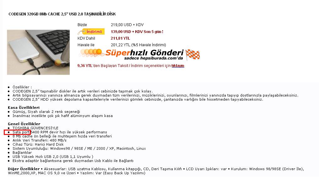  CODEGEN 160GB 8MB CACHE 2.5' USB 2.0 TAŞINABİLİR DİSK