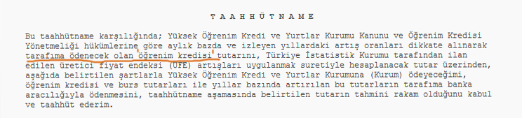 Kyk burs taahhütname metni