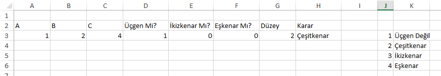 Excel tablo yardım