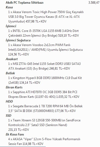  3000-3300 TL'lik sistem tavsiyesi