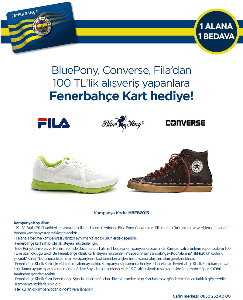  Hepsiburada Converse, Fila, Blue Pony Bir Alana Bir Bedava!