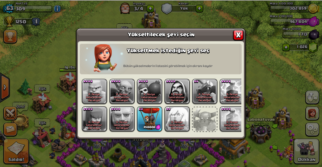  Clash Of Clans 63 lwl 7th Full Köy - 1075+ Taş -