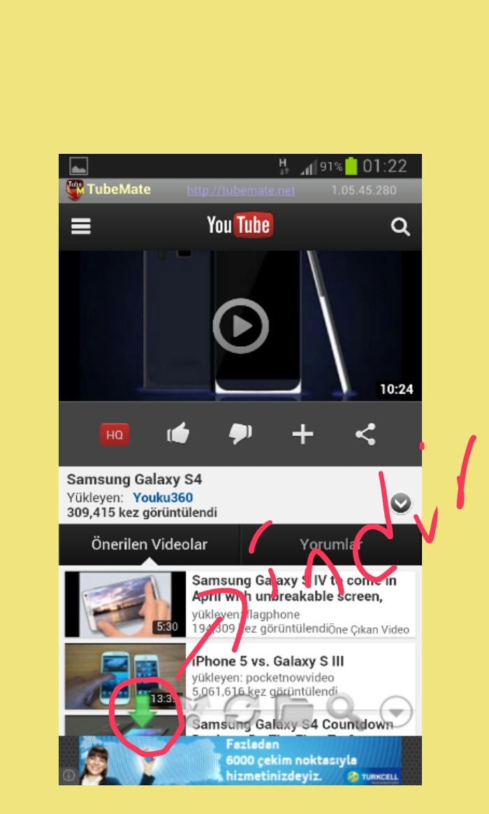  Glaxy s3 ile youtubeden nasıl video indirebilirim