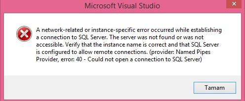  Visual Stdioda Sql server oluşturamıyorum.