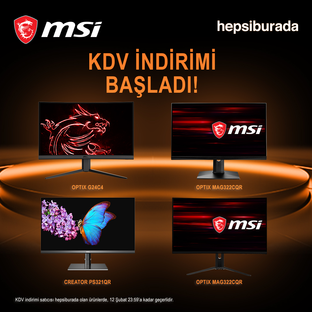 MSI Monitörlerde Hepsiburada KDV İndirimi!