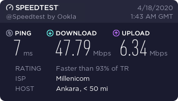 TT MİLLENİCOM 100MBPS UPLOAD HIZIM ARTMIŞ !