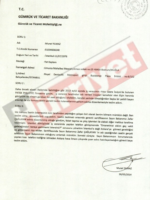 Gümrük Bakanlığı'nın Zafer Çağlayan'a 213 bin liralık saat cezasını Reza Zarrab'ın adamı yatırdı