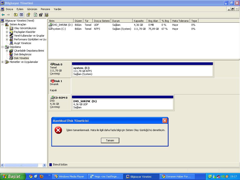  Hard Disk Kapalı diyor ve aktifleştiremiyorum.