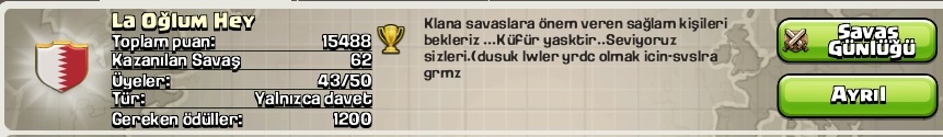  Klan:La Oğlum Hey.+6 Asker. 62 Savaş Galibi.Karekterli Aklı Selim Arkadaşları Bekleriz