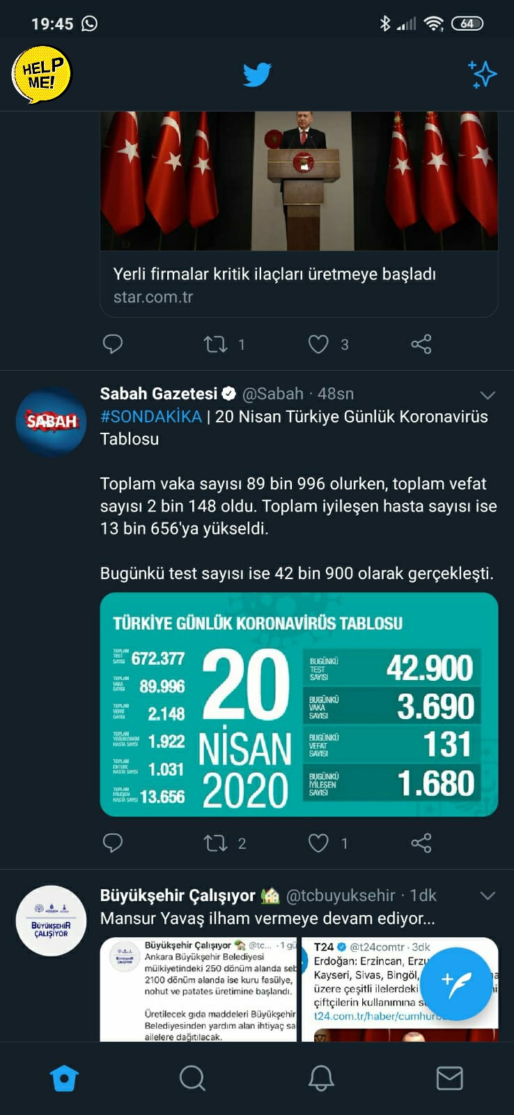 Sağlık Bakanlığı Açıklama Yapmadan, Sabah Twitter Hesabından Tabloyu Yayınlayıp Kaldırdı