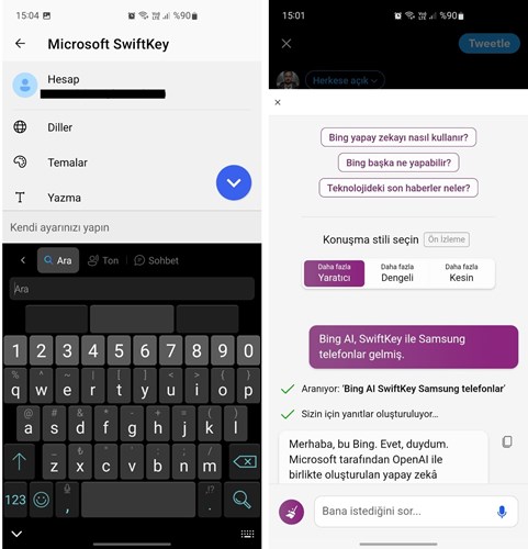 Samsung telefonlar SwiftKey sayesinde Bing AI ile birlikte gelecek