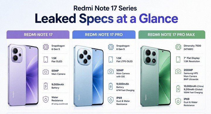 Redmi Note 17, Note 17 Pro ve Pro Max'ın özellikleri belli oldu