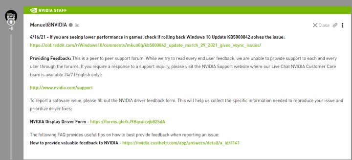 Nvidia'dan oyun performansını alt üst eden Windows 10 güncellemesi hakkında açıklama