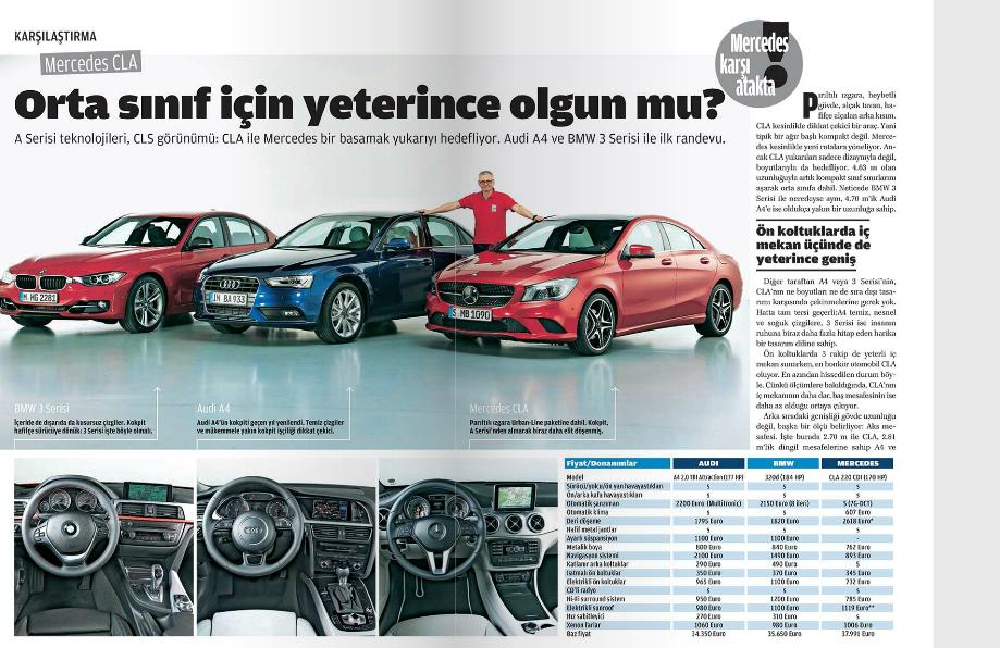  Mercedes CLA 220 CDI, BMW 320d, Audi A4 2.0 TDI Karşılaştırma